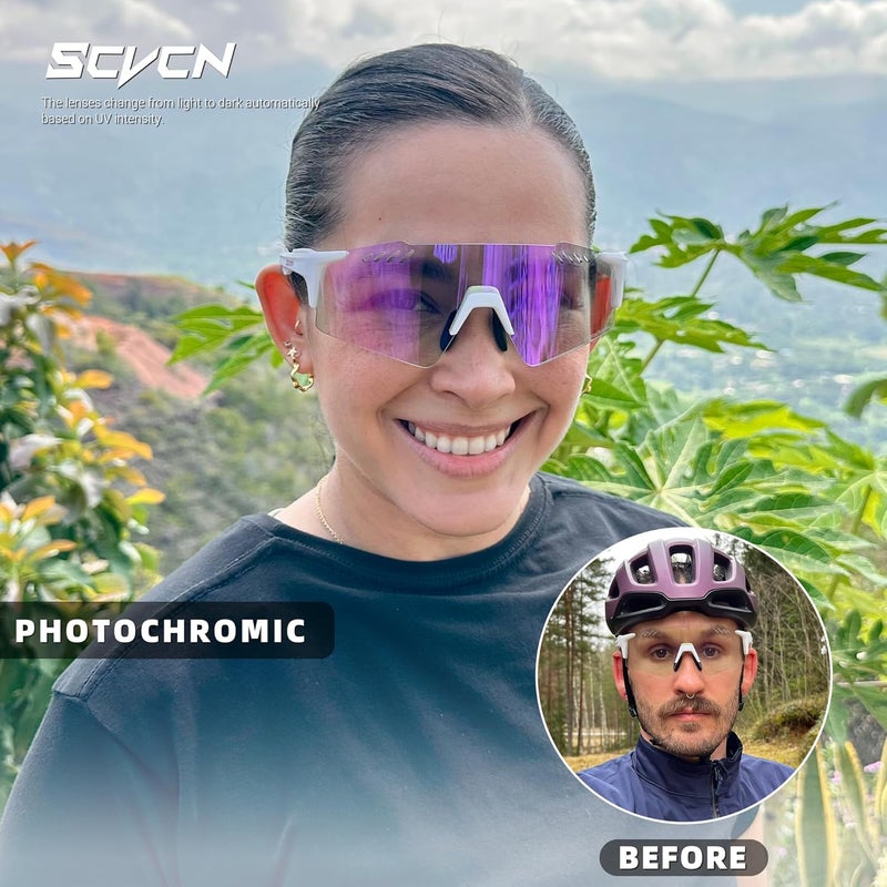 SCVCN نظارات رياضية متغيرة اللون لحماية UV400 للنساء والرجال نظارات رياضية TR90 للدراجات الجبلية والجري S9A2 - Image 2